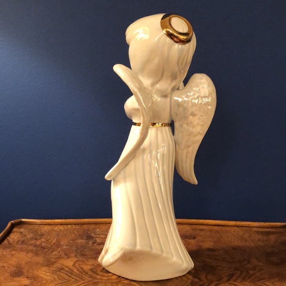 Angel Playing Flute White & Gold 12” Flowing Gown Figure Atlantic Mold Company - Picture 6 of 13